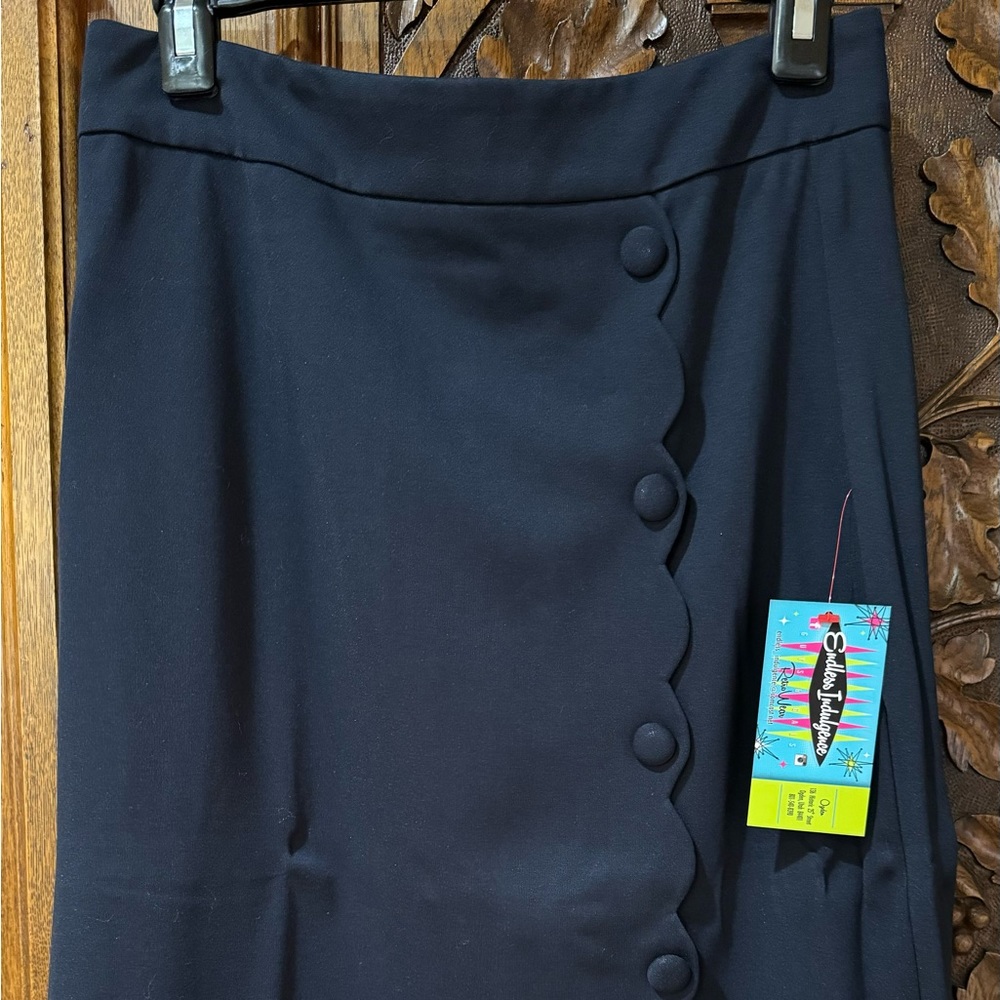 Navy Scallop Pencil Skirt by Tulip B designed by J317